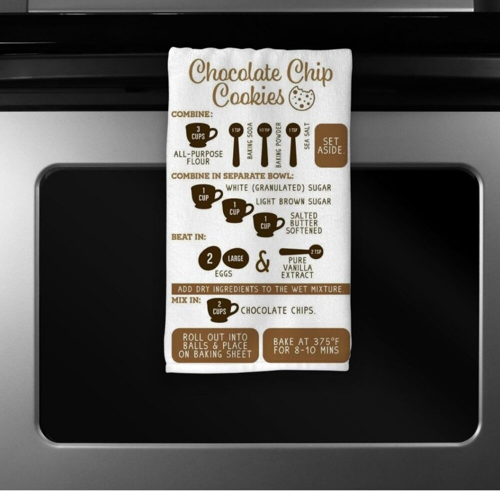 Chocolate Chip Cookies Recipe Microfiber Kitchen Towel